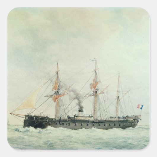 Het Franse slagschip La Gloire, 1880 Vierkante Sticker (Voorkant)