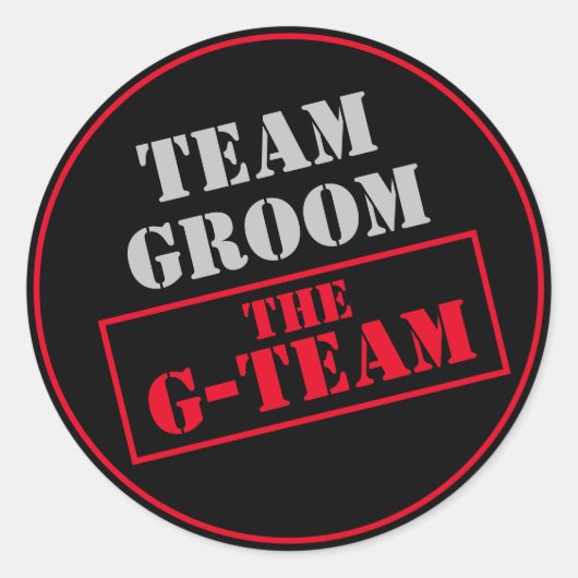 Het G-Team Bruidegomsteam Ronde Sticker (Voorkant)