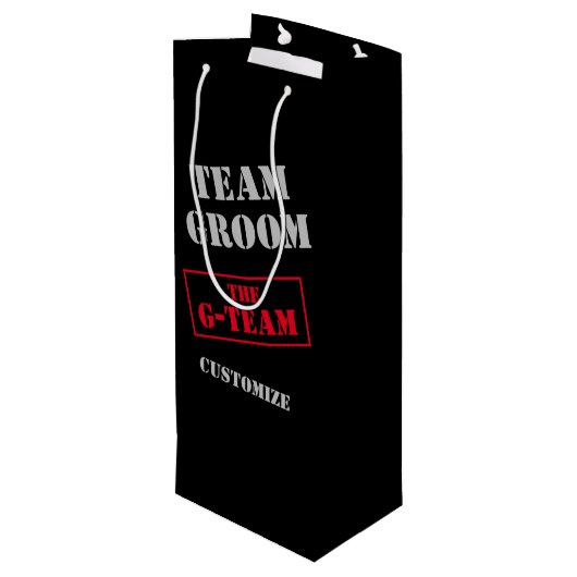 Het G-Team Team Bruidegom Wijn Cadeautas (Achterkant Gekanteld)