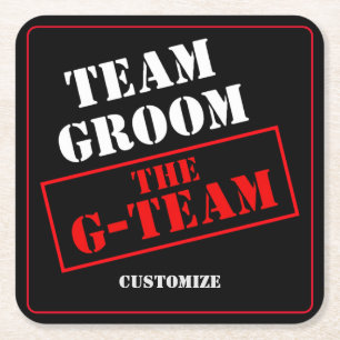 Het G-Team Team Groom Vierkante Kartonnen Onderzetter