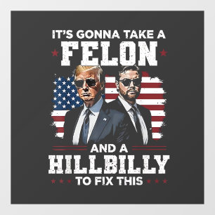 Het gaat misdadiger en hillbilly Trump Vance nemen Raamsticker