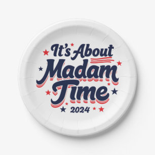 Het gaat over mevrouw tijd Kamala Harris verkiezin Papieren Bordje