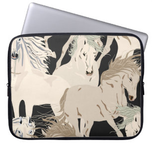 Het galoping paard naadloos patroon. Vierkant b Laptop Sleeve