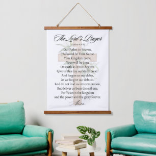 Het gebed van de Heer - Matteüs 6:9-13 Kruisbloem Hangend Wandkleed