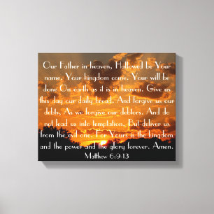 Het gebed van de Heer op een mooie zonsondergang Canvas Afdruk