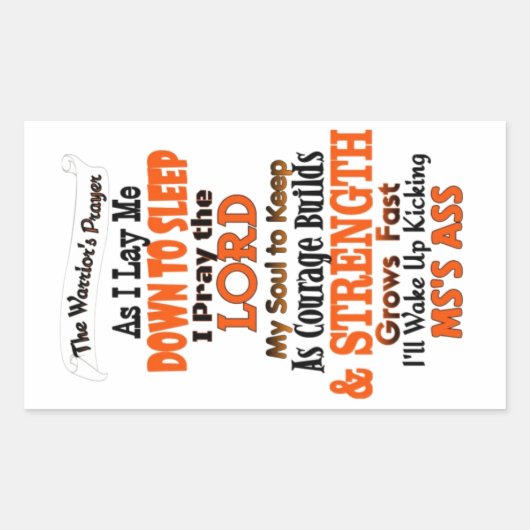 Het gebed van de Warrior MS Rechthoekige Sticker (Voorkant)
