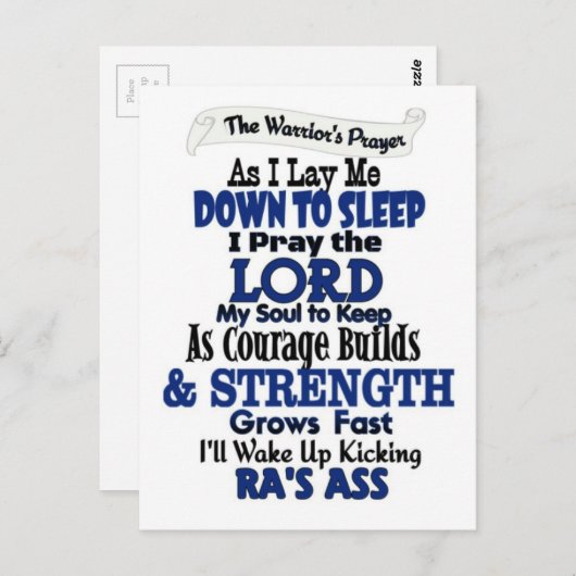 Het gebed van de Warrior...RA Briefkaart (Voorkant / Achterkant)
