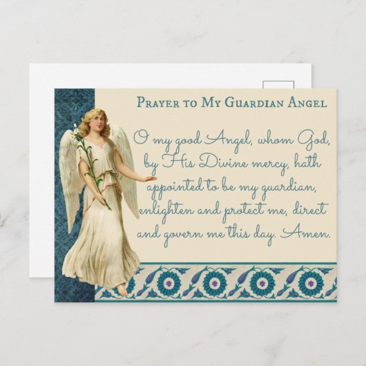 Het gebed van Religieuze Guardian Angel Briefkaart (Voorkant / Achterkant)