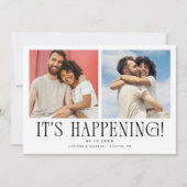 Het gebeurt 2-Foto Witte Bruiloft Save The Date (Voorkant)