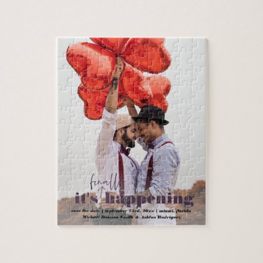 Het gebeurt | Leuk foto save the date puzzel (Verticaal)