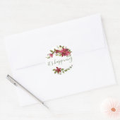 Het gebeurt Poinsettia Bloemen Kerstbruiloft Ronde Sticker (Envelop)