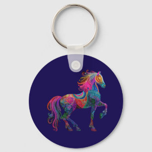 Het Geborduurde Paard Sleutelhanger