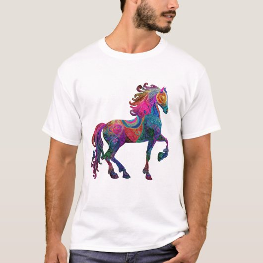 Het Geborduurde Paard T-shirt (Voorkant)