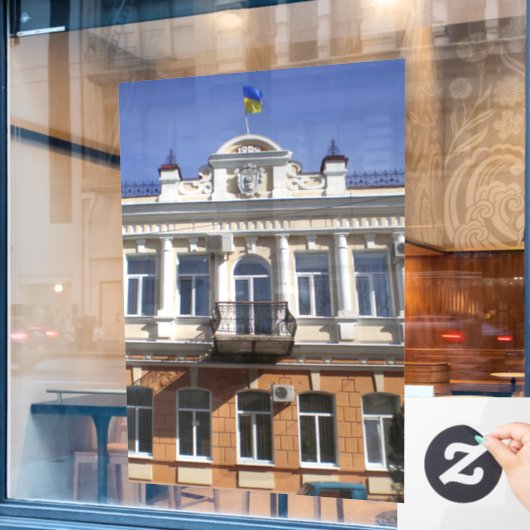 Het gebouw van de gemeenteraad van Melitopol Raamsticker (Cafe Raam)