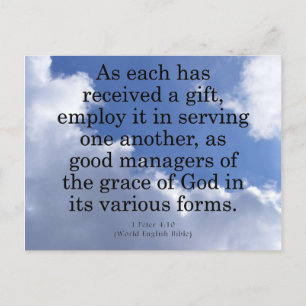 Het gebruiken van Gifts van God 1 Peter 4:10 Briefkaart
