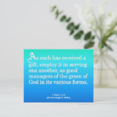 Het gebruiken van Gifts van God 1 Peter 4:10 Briefkaart (Staand voorkant)