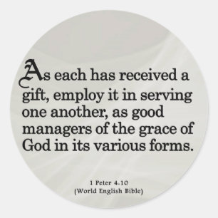 Het gebruiken van Gifts van God 1 Peter 4:10 Ronde Sticker