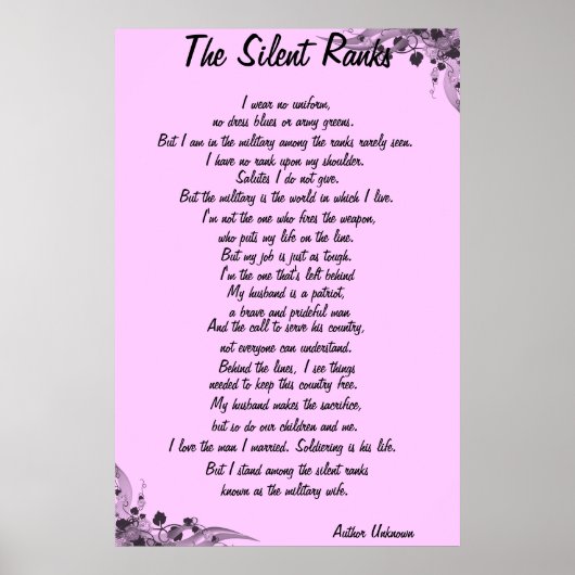 Het gedicht "Silent Ranks" Poster (Voorkant)