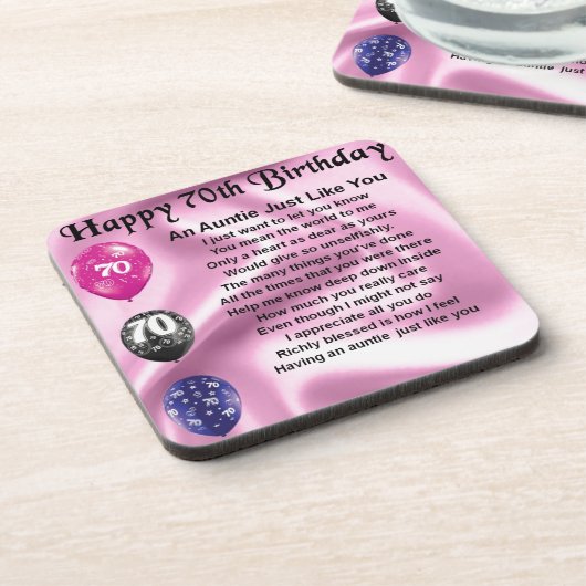 Het Gedicht van de tante - 70ste Verjaardag Onderzetter (Linkerzijde)