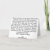 Het Gedicht van Jackies Feestdagen Kaart (Achterkant)