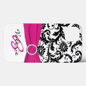 Het GEDRUKTE Roze, Zwarte, Witte BloemenDamast van Case-Mate iPhone Case (Achterkant (horizontaal))