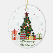 Het geeft kerstversiering keramisch ornament (Links)