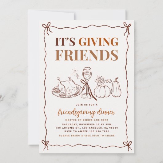 Het geeft vrienden een modern vriendendiner kaart (Voorkant)