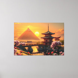 Het gefluister van de eeuwigheid: Sakura Bridge Canvas Afdruk