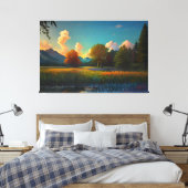 Het gefluister van de Wild Meadow Plaque Canvas Afdruk (Insitu (Slaapkamer))