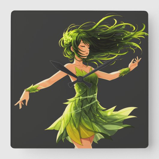 Het gefluister van de wind vierkante klok (Voorkant)