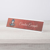 Het geheim van de bleke schoonheid, bureau naambordje (Voorkant)