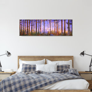 Het geheime pad van de herten - Brede boslandschap Canvas Afdruk