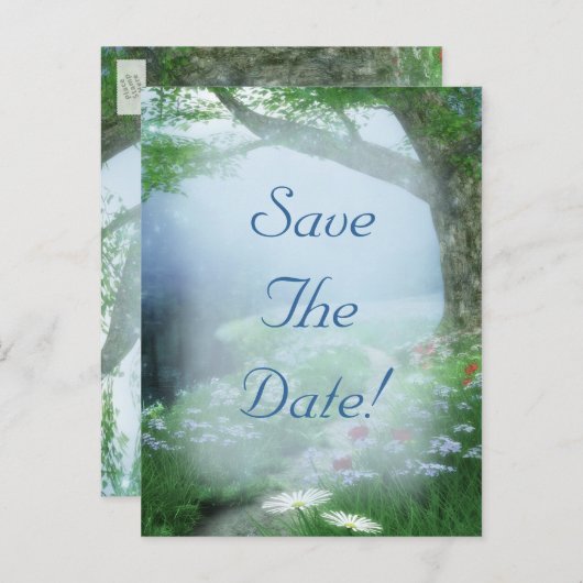 Het gekantelde bos van Woodland bewaart de Datum W Aankondigingskaart (Voorkant / Achterkant)
