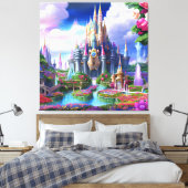 Het gekantelde kasteel: een plaats van schoonheid canvas afdruk (Insitu (Slaapkamer))