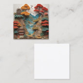 Het gelaagde papier Chinese klif landschap is een Vierkante Visitekaartje (Voorkant / Achterkant)
