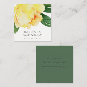 HET GELE BLOEMEN GEPERSONALISEERDE HUWELIJK VAN DE VIERKANTE VISITEKAARTJE