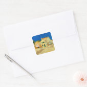 Het gele huis (1888) landschapskunst Van Gogh Vierkante Sticker (Envelop)