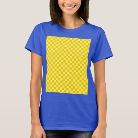 Het gele Klassieke Schaakbord van de Combinatie T-shirt (Voorkant)
