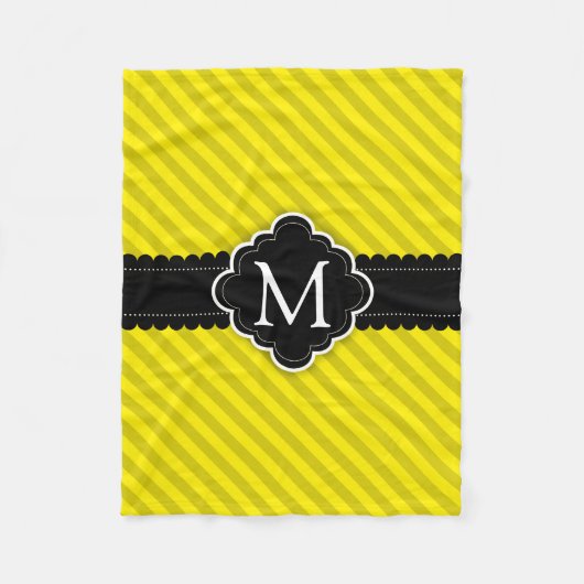 Het gele Monogram van de Douane van het Patroon Fleece Deken (Voorkant)