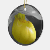 Het gele Ornament van Dame Slipper BW Bloem (Links)