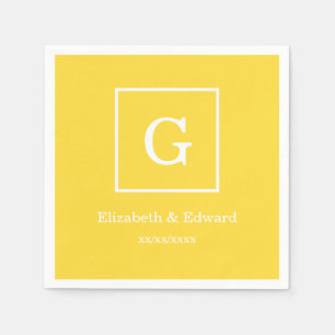Het Gele Witte Ontworpen Aanvankelijke Monogram Servet