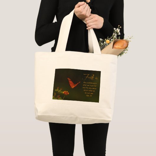 Het geloof is... Inspirerend Manuscript Grote Tote Bag (Voorkant (product))