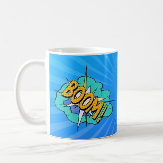 Het geluidseffect van een stripboek: Boom! actiebe Koffiemok (Links)