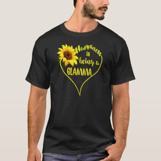 Het geluk van vrouwen is een zonnebloemoe van Glam T-shirt