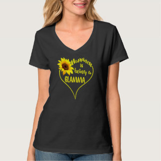 Het geluk van vrouwen is een zonnebloemoe van Glam T-shirt