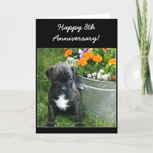 Het gelukkige 9de wenskaart van het de bokserpuppy kaart