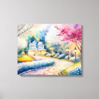 Het gelukkige dorp canvas afdruk