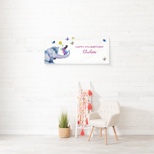 Het gelukkige gezicht van de olifant spandoek (Insitu)