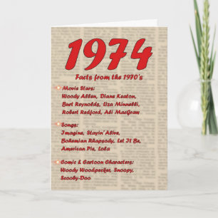 Het gelukkige Jaar van de Verjaardag 1974 de jaren Kaart