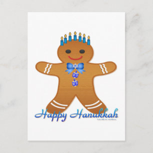 Het gelukkige Man Menorah van de Peperkoek van de Feestdagenkaart
